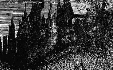 Gothic castle silhouette with flying bats, text "Bleeding Heroes Roleplaying Game"