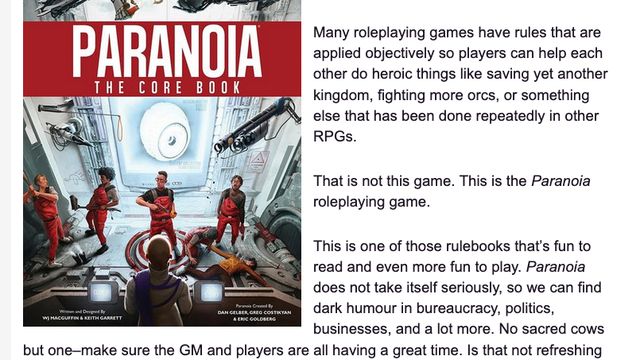 Showing the Core Rule Book cover and description as shown on Roll20