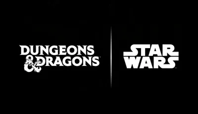 Dungeons & Dragons and Star Wars logos on black