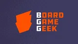 A bold logo for BoardGameGeek features the name in a modern font, with "BOARD" and "GEEK" in white and "GAME" in orange, set against a textured dark purple background. The design includes a stylized orange shape resembling a game piece or shield, positioned to the left of the text. The overall look is vibrant and eye-catching, reflecting the gaming community's dynamic nature.