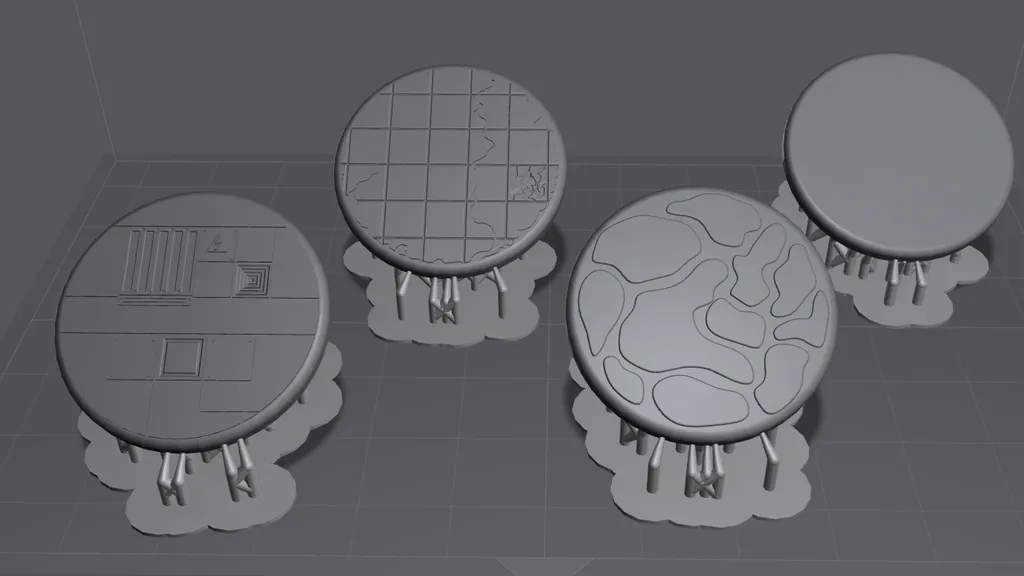 30mm Round Bases for 3D print, in render. 