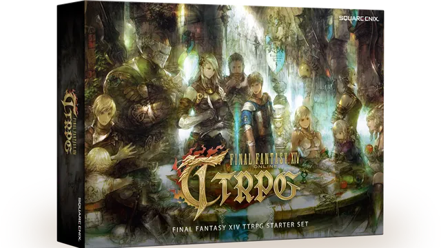 Final Fantasy XIV TTRPG Starter Set box showing 9 characters
