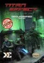 Four futuristic soldiers in green-tinted tactical gear stand in a dim, high-tech room. One kneels with a tablet, another holds a rifle, a third stands with hands clasped, and a fourth stands alert with a rifle. Green lighting and machinery fill the background.