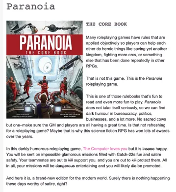 Showing the Core Rule Book cover and description as shown on Roll20