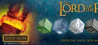 "The Lord of the Rings" title, three decorative dice with numbers 4, 6, 2, and 4.