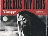 Black and white illustration of a cloaked figure with a pale, featureless face, hunched over a body. Full moon and crosses in background. Text: "Erebus Mythos Vampyr A Folk Horror TTRPG Adventure".