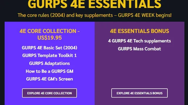 GURPS 4E ESSENTIALS, CORE COLLECTION - US$19.95, 4E ESSENTIALS BUNDLE
