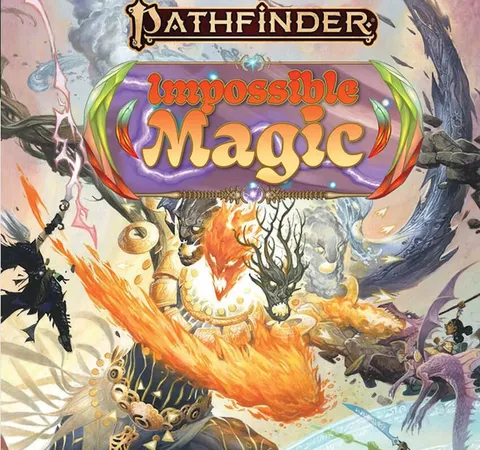 Pathfinder Impossible Magic book cover with dragons and magic.