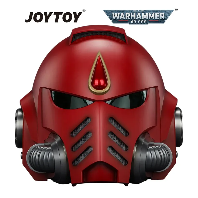 Red Space Marine helmet with gold blood drop icon, "JOYTOY WARHAMMER 40,000" text.