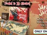 A vibrant promotional image for the 40th anniversary edition of "Ikusa Samurai Swords" features the game box prominently displayed against a textured red background. Below the box, a detailed game board depicting a map of feudal Japan is visible, along with several black samurai swords arranged in a fan shape. Bold text at the top reads "Play in 20 Minutes!" while the bottom includes a call to action stating "ONLY ON Gamefound."