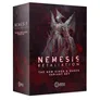 Box for "Nemesis: Retaliation - The New Kings & Queen Variant Set" by Awaken Realms. The box is dark red with a central illustration of a large, detailed, otherworldly creature with elongated limbs, wings, and a skeletal appearance. The text "NEMESIS RETALIATION" is prominently displayed in large white letters near the top and center. Below, the text "THE NEW KINGS & QUEEN VARIANT SET" is written in smaller white letters. The Awaken Realms logo is visible at the bottom right.