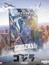 Marvel Multiverse Role-Playing Game Godzilla Sourcebook cover with Godzilla and heroes on a skyscraper.