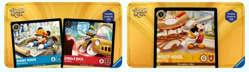 Donald Duck in a yellow race car, card titled "Donald Duck" with text "Dreamborne - Rare" and numbers 4 and 2.