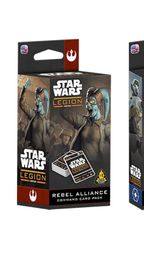 Three distinct card packs for "Star Wars: Legion" are displayed, each featuring unique artwork and color schemes. The left pack, labeled "Galactic Empire Command Card Pack," showcases a character in a dark uniform against a purple background. The center pack, "Rebel Alliance Command Card Pack," features a character in a flight suit with a red background. The right pack, "Separatist Alliance Command Card Pack," displays a character with a weapon in a blue background. Each pack prominently features the "Star Wars: Legion" logo and includes images of the cards inside.