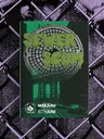 Cover art for Sewer Scum supplement: dystopian cityscape with glowing green skyscraper, mutant animal silhouettes on top, neon-lit streets, and a green car. Text reads: "Mork Borg / CY_BORG" and "Dice Cats" with a small cat logo.