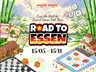 Colorful board game elements with text "ROAD TO ESSEN" and "15/05 - 15/11".