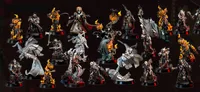 A collection of ten intricately designed miniatures from the Weird War I series is displayed against a dark background. The figures include a mix of undead and fantastical characters, such as a pumpkin-headed figure, a skeletal warrior, and a witch, all featuring dynamic poses and detailed sculpting. Each miniature showcases unique elements like flowing robes, weapons, and flame effects, emphasizing their dark fantasy theme, with the text "OCTOBER 2025" prominently featured at the top.