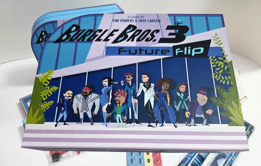 Burgle Bros. 3 Future Flip game box with cartoon characters.
