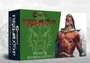 Green book cover "CONQUEST FIRST BLOOD W'ADRHÛN REINFORCEMENTS" and a muscular fantasy warrior with fangs and fur.