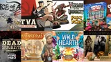 Collage of six board game covers: VA Strategy Game, Vermin of the Undercity, Anserai, Wild Heart, Hunt Cook Build, and a painted miniature.