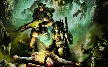 MALLEDICTUM above two armored soldiers in a dark, alien setting. Text: MACHARIAN ADVERSARY GUIDE