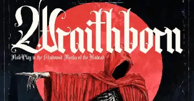 A skeletal figure in a long, tattered red hooded cloak stands against a dark background. The figure holds a sword in its right hand and a skeletal hand in its left. A red crescent moon appears behind the figure. Text at the bottom reads "Theatre Macabre" on the left and "Mörk Borg" on the right.