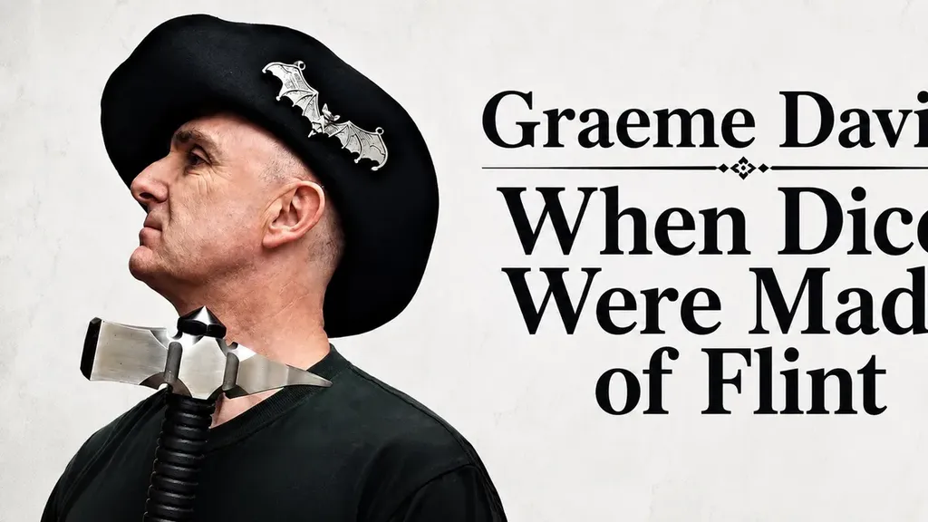 Man in black beret with bat pins, wearing a microphone headset, partial text "G V" visible.