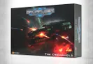 A dramatic cover for the "Dropfleet Commander: The Dreadhold" starter set features a large, heavily armed spaceship amidst a backdrop of vibrant cosmic colors and explosive effects. The ship is detailed with glowing lights and weaponry, suggesting intense action, while the title "The Dreadhold" is prominently displayed at the bottom. The TTCombat logo is visible in the lower left corner, indicating the publisher.