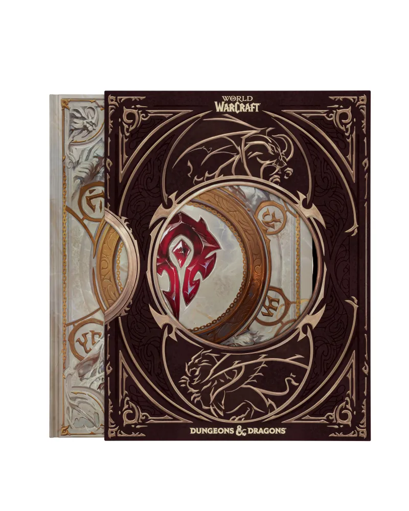 World of Warcraft book cover with red Hord symbol and dragon.