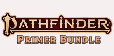 The image features the Pathfinder logo prominently at the top, with the word "Primer" in a bold, stylized font below it. The color scheme includes rich reds and golds, giving it a classic fantasy feel. The overall design is eye-catching and reflects the high-fantasy theme associated with the Pathfinder tabletop role-playing game.