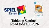 Intel logo, MicroMacro Kids book cover, text "Tabletop Sentinel Road to SPIEL 2026"