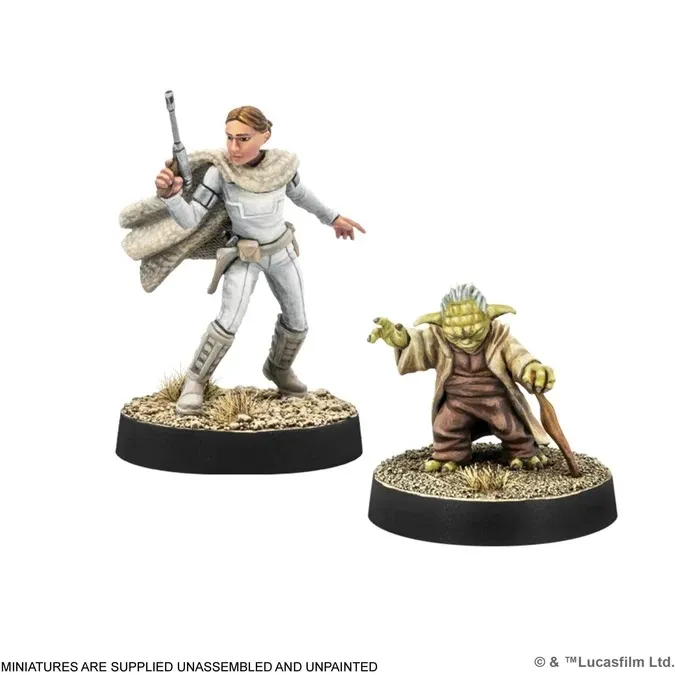 Padme Amidala and Yoda miniatures on bases