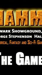 A promotional graphic for the "Hammerhead" tabletop gaming event, featuring bold, textured orange lettering against a black background. The text includes details about the event's location at Newark Showground, the date and time from 10:00 AM to 4:30 PM, and highlights that it focuses on historical, fantasy, and sci-fi games. The phrase "The Gamers' Show" is prominently displayed in white, emphasizing the participatory nature of the event.