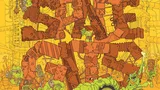 A vibrant illustration features a chaotic scene filled with cartoonish space orcs, each displaying exaggerated features and expressions, set against a bright yellow background. The title "SPACE GITS" is prominently displayed in bold, blocky letters, surrounded by various orc characters engaging in raucous activities amidst a backdrop of debris and makeshift structures. The overall tone is playful and energetic, capturing the essence of a fun, chaotic skirmish game.
