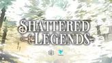 Fractured icy landscape with jagged rock formations. Large, stylized text reads "SHATTERED LEGEND." Small logos: "CRITICAL ROLE" and "hololive" with a blue play button icon. No people or action depicted.