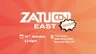 ZatuCon East 2026 is prominently displayed in bold, stylized text at the top of the image, with a vibrant orange radial background. Below, the date "31st January" and the time "11-6pm" are noted, along with the location details: "The Forum, Millennium Plain, Norwich NR2 1TF." A speech bubble highlights the year "2026," emphasizing the event's future date.