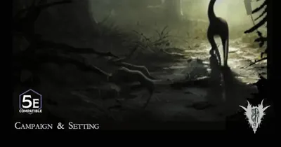 "Cats of Ulthar" text, dark forest, black cat silhouette, "5E Compatible Campaign & Setting" text.