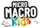 MICRO MACR KIDS, cat holding fish, colorful letters