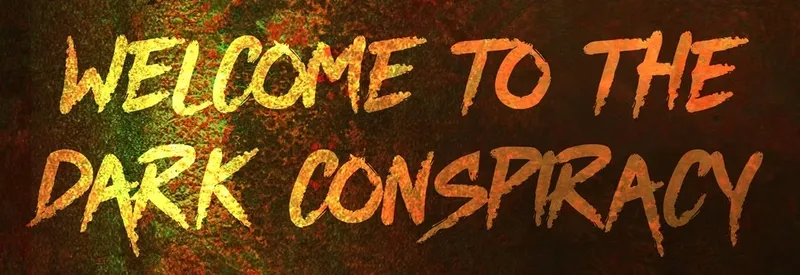 "COME TO CONSPI" in orange, distressed text on a dark, grunge background.